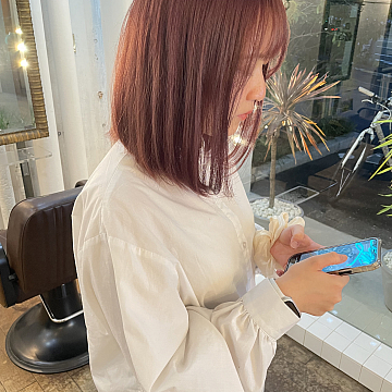 ピンクブラウンSign 南区皆実町美容室サイン