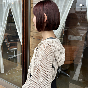 赤髪ミニボブ Sign honey 南区宇品美容室サインハニー
